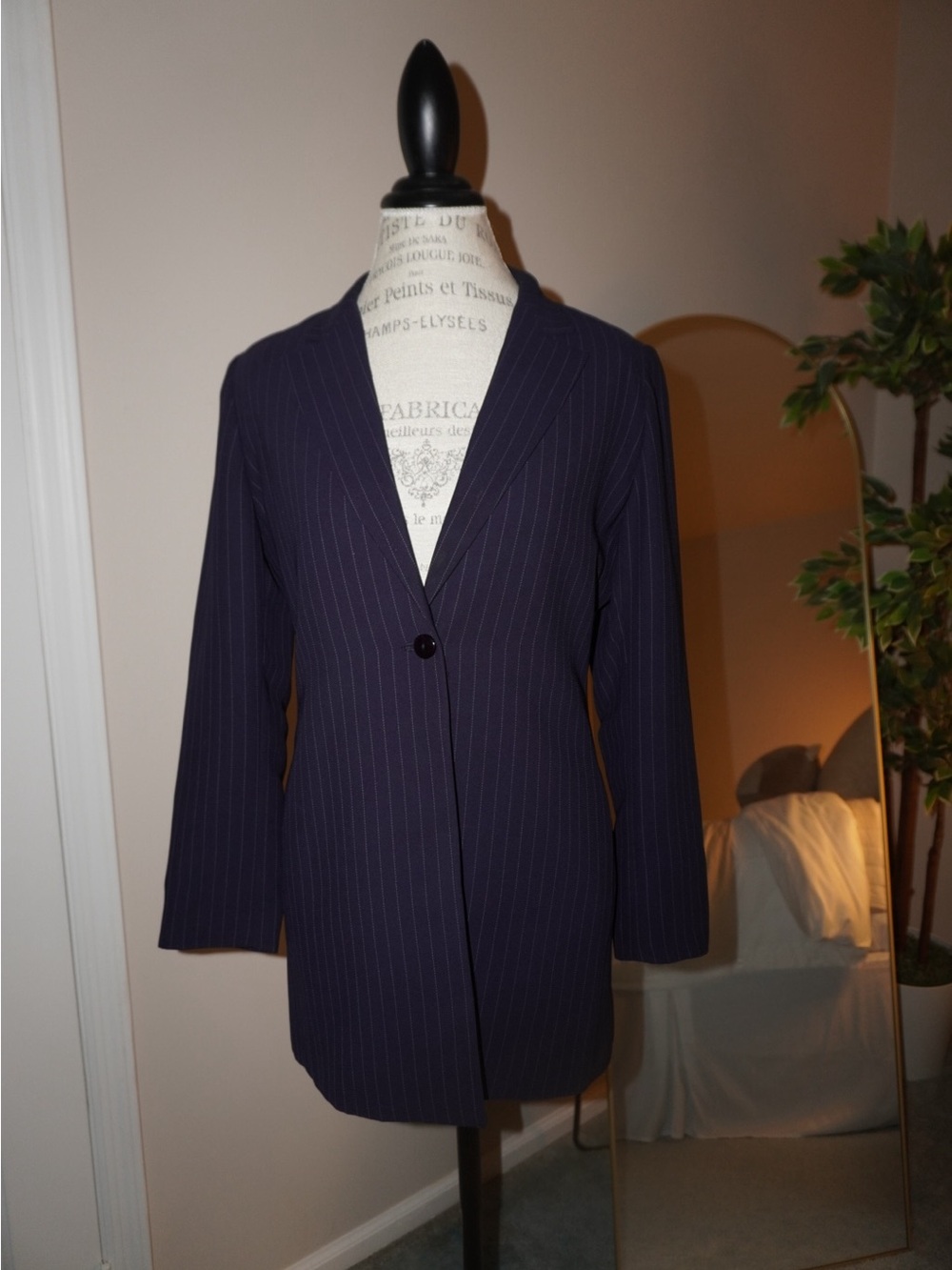 dressbarn Deep Purple Pinstripe Single-Button Blazer